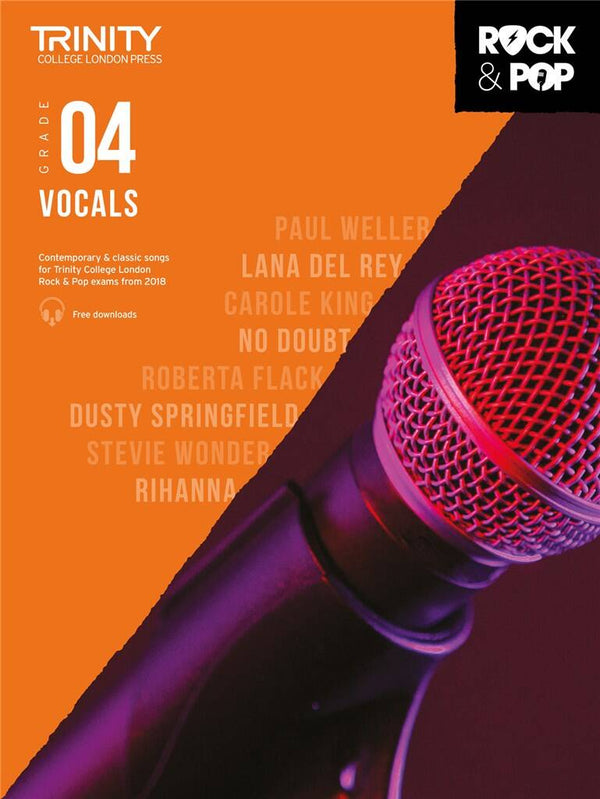 Trinity Rock and Pop from 2018 Vocals Grade 4 with Audio Download